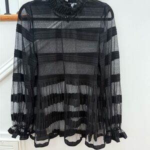Closet Black Sheer Striped Blouse